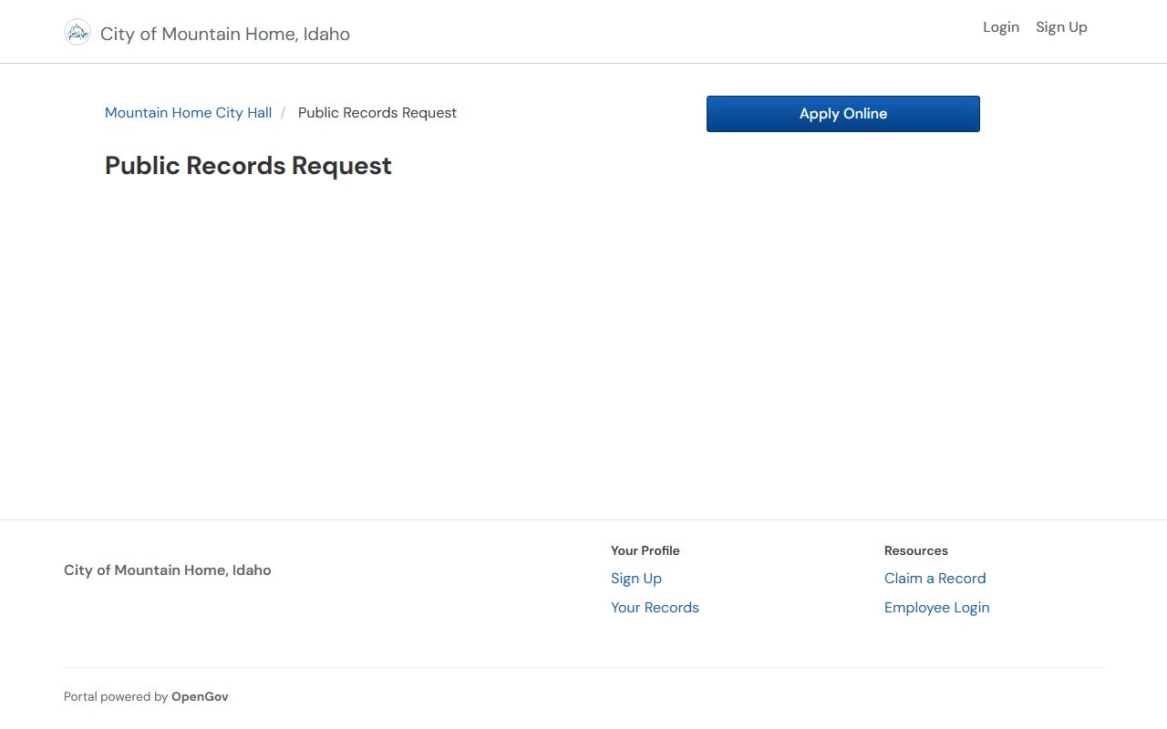 Mountain Home public records request portal
