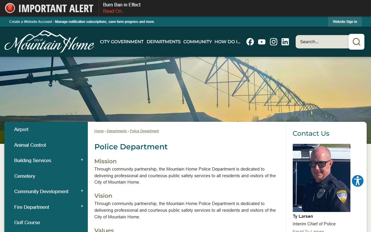 Mountain Home Police Department information