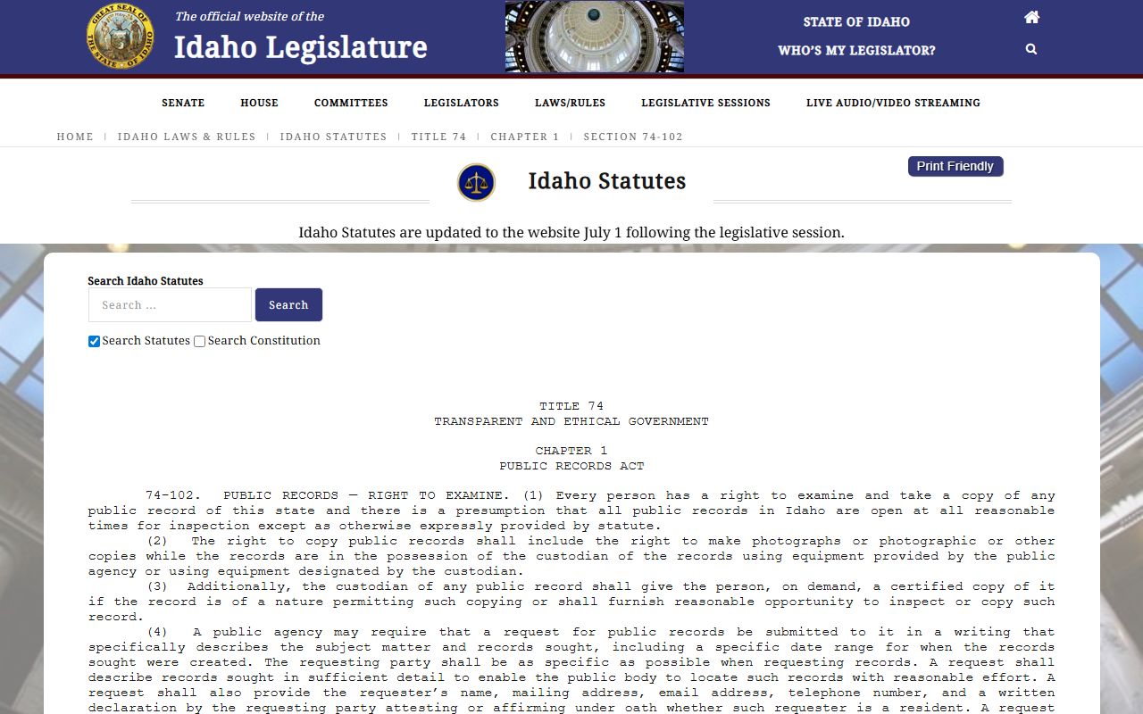 Elmore County court records Idaho Code public records access