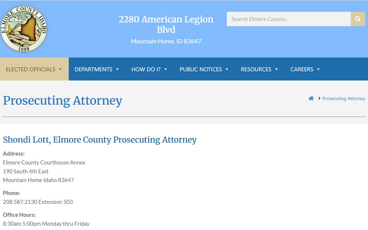 Elmore County Prosecuting Attorney information