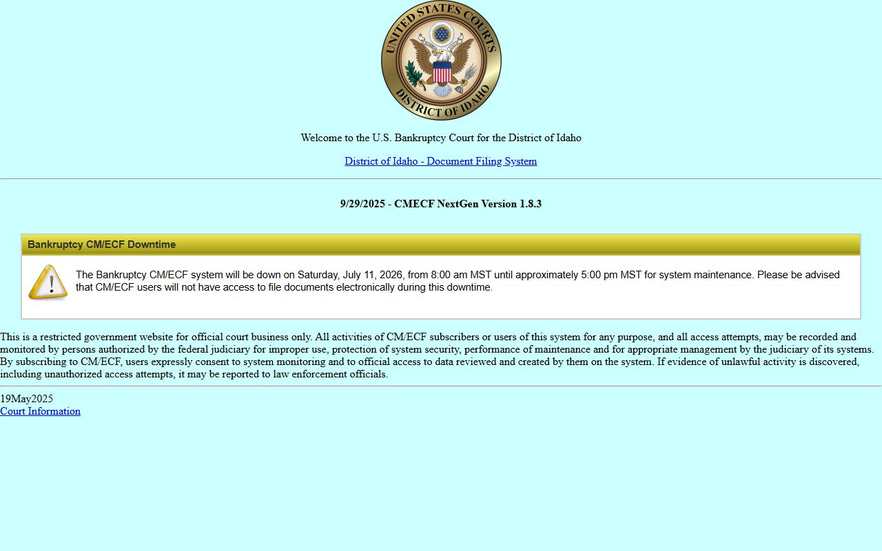 Elmore County District Court bankruptcy CM ECF distinction