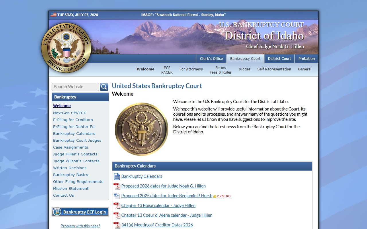 Elmore County District Court federal bankruptcy court distinction