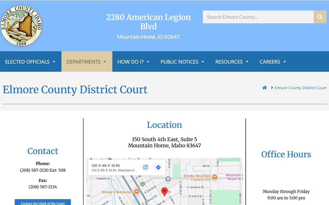 Elmore County court records District Court page