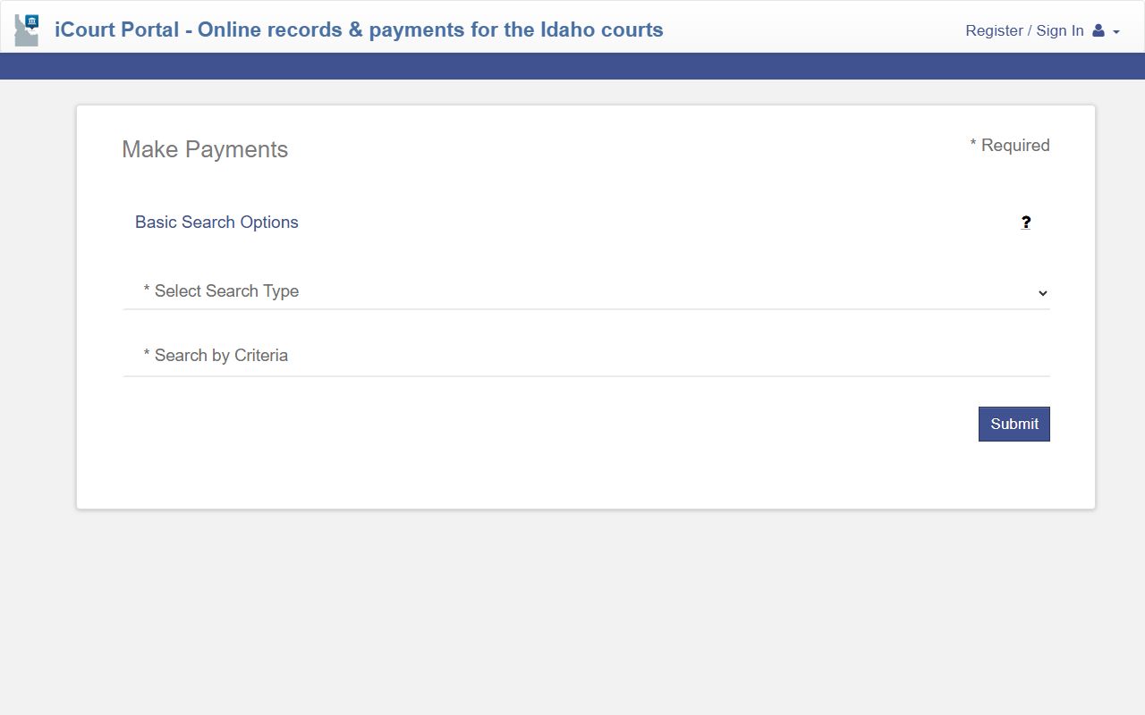 Elmore County traffic court records iCourt payments page