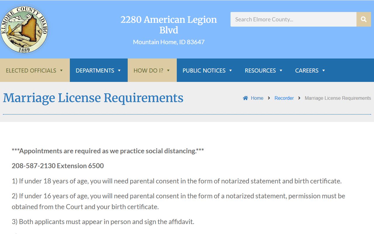Elmore County marriage records marriage license requirements