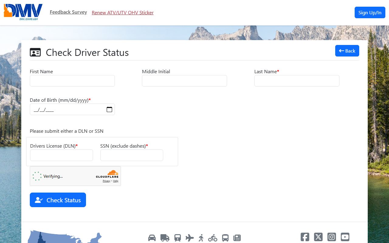 Elmore County traffic court records Idaho driver status check