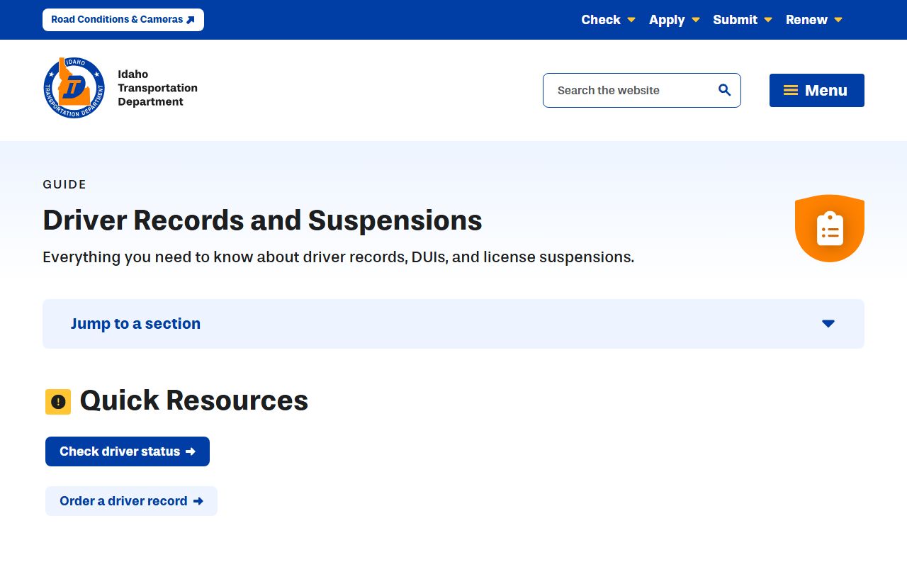 Elmore County traffic court records Idaho driver records and suspensions